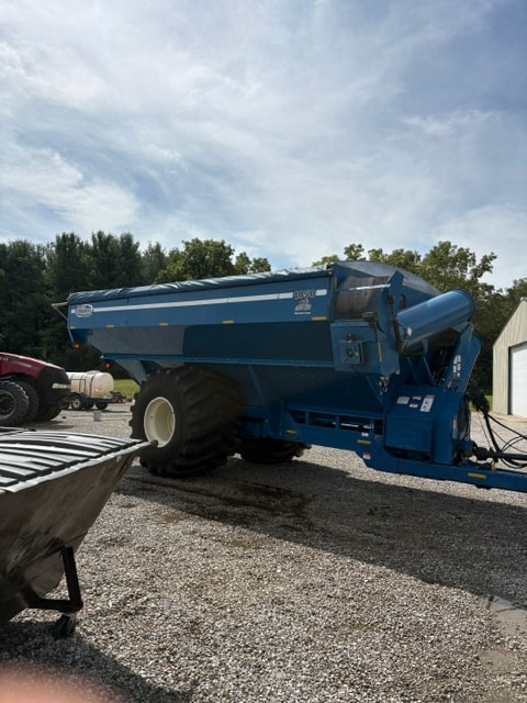 Blue grain cart detailing — WOW Painting agricultural services
